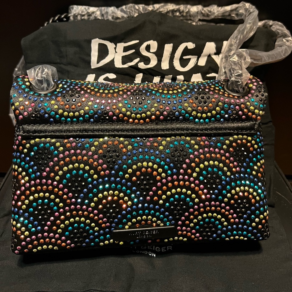 NWT Kurt Geiger Mini Crystal Kensington Crossbody Bag with Black Eagle Head - Picture 9 of 12